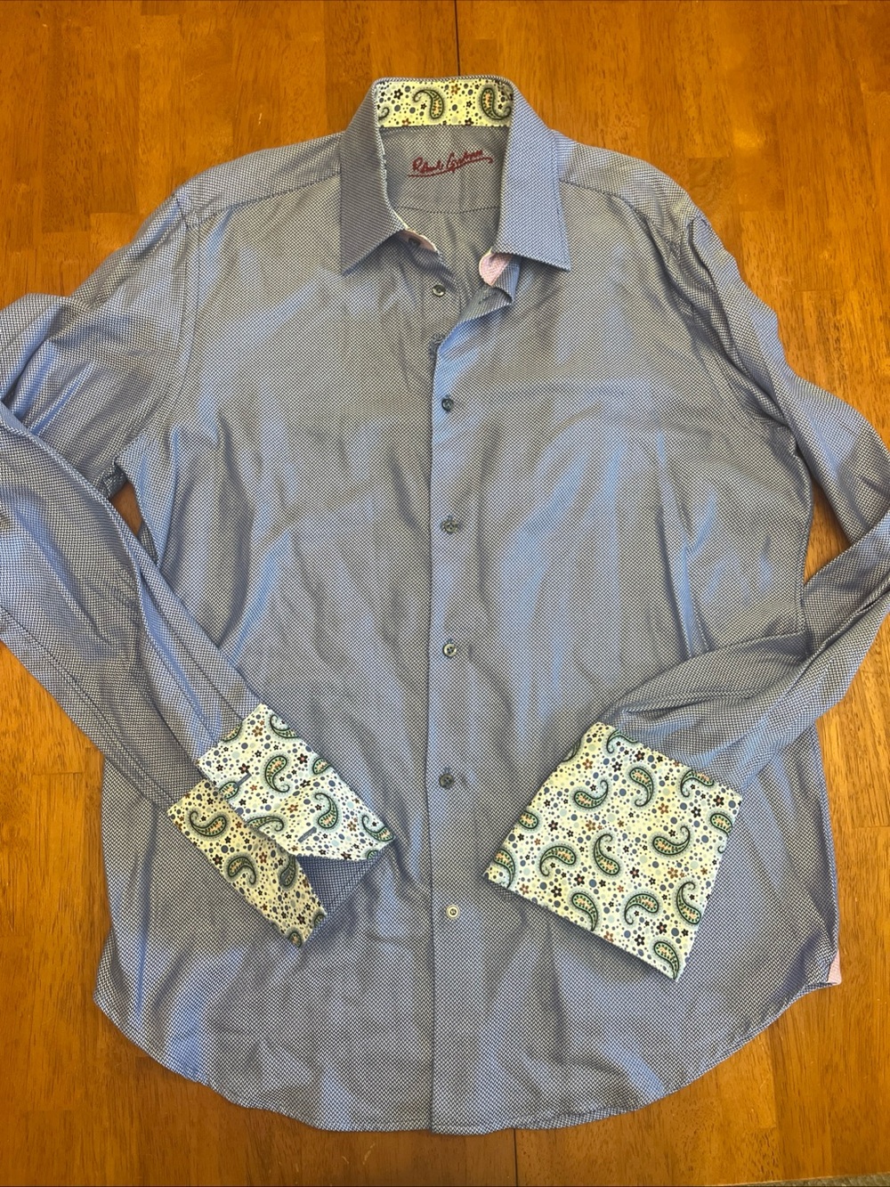 Robert Graham Light Blue Dress Shirt with Paisley Trim